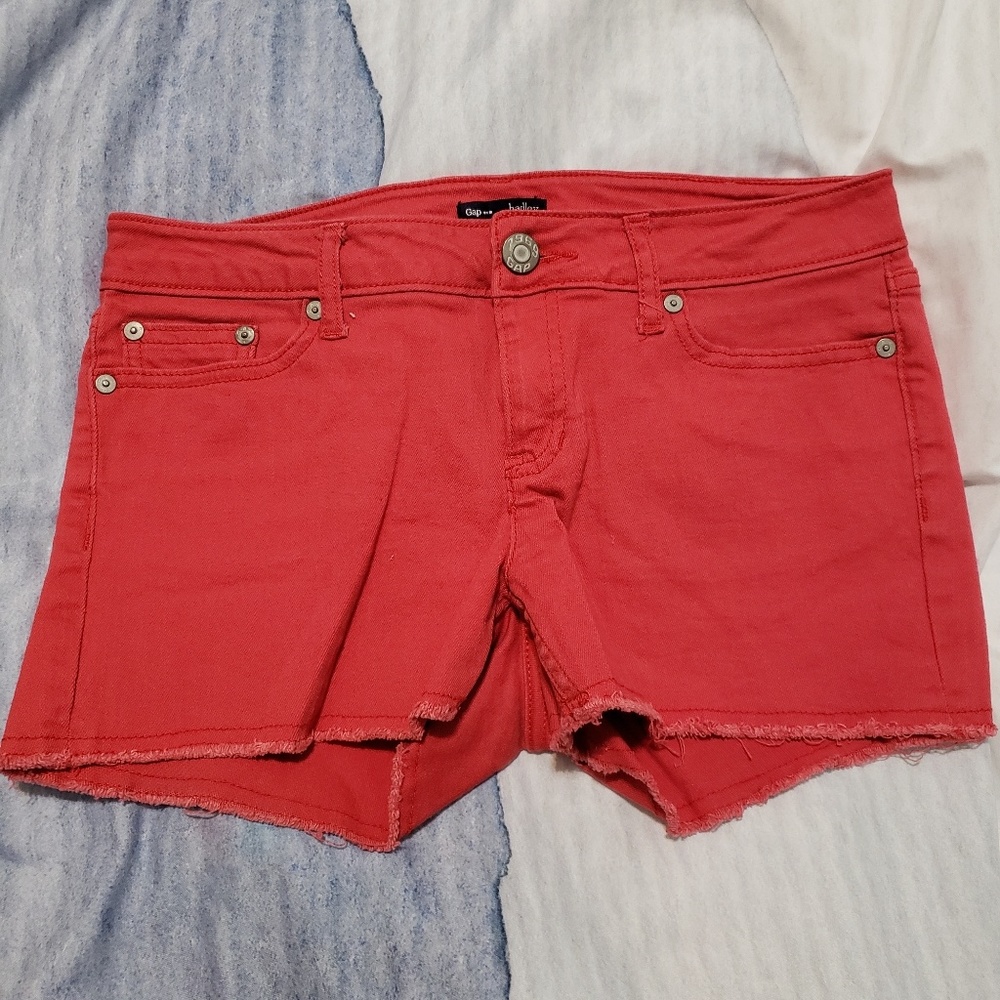 GAP Red Wash Boho Cut Off Style Jean Shorts